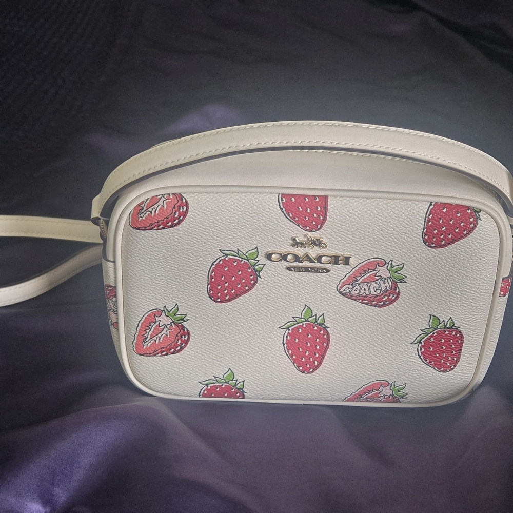 Coach Cream Crossbody Bag with Strawberry Design